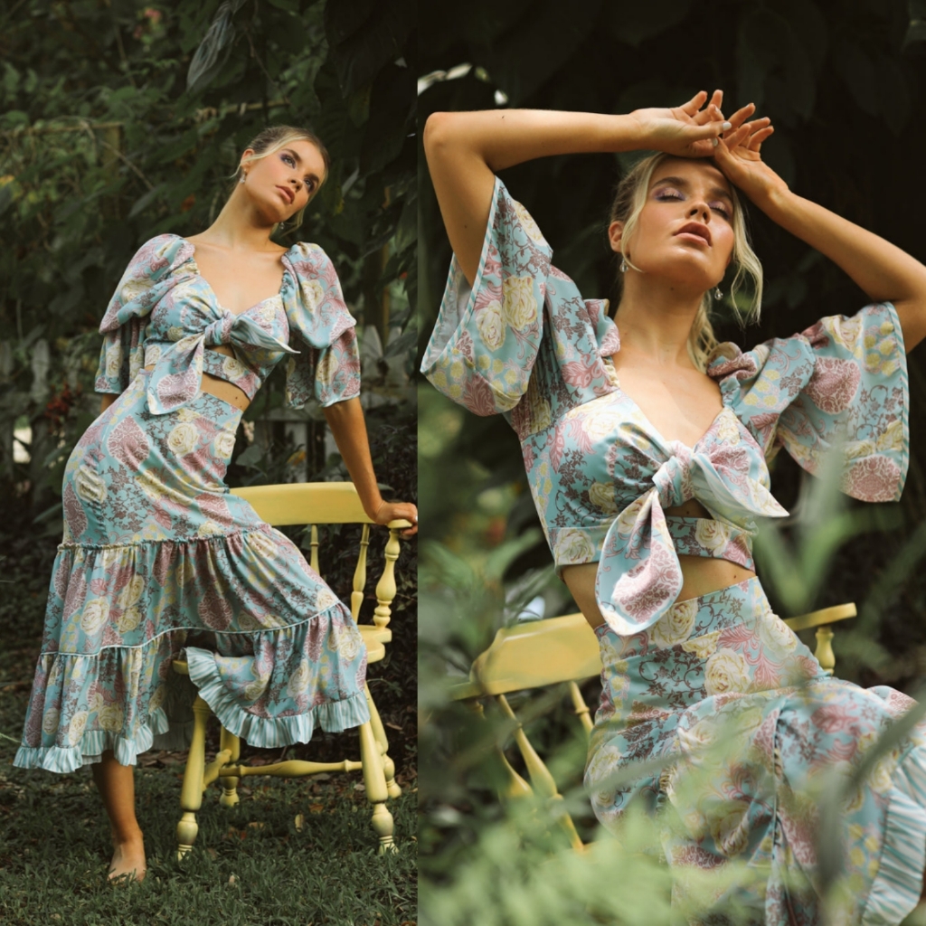 Franchesca By Sun Touch The Flowers Midi Skirt Set S.